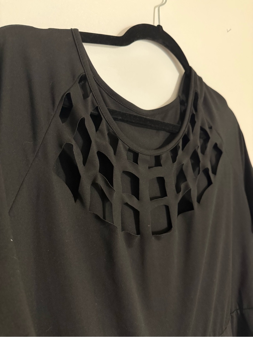 SHEIN Black Cutout Neck Peplum Blouse - Picture 2 of 4